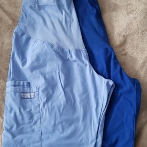 Maternity scrub pants in royal and ceil blue